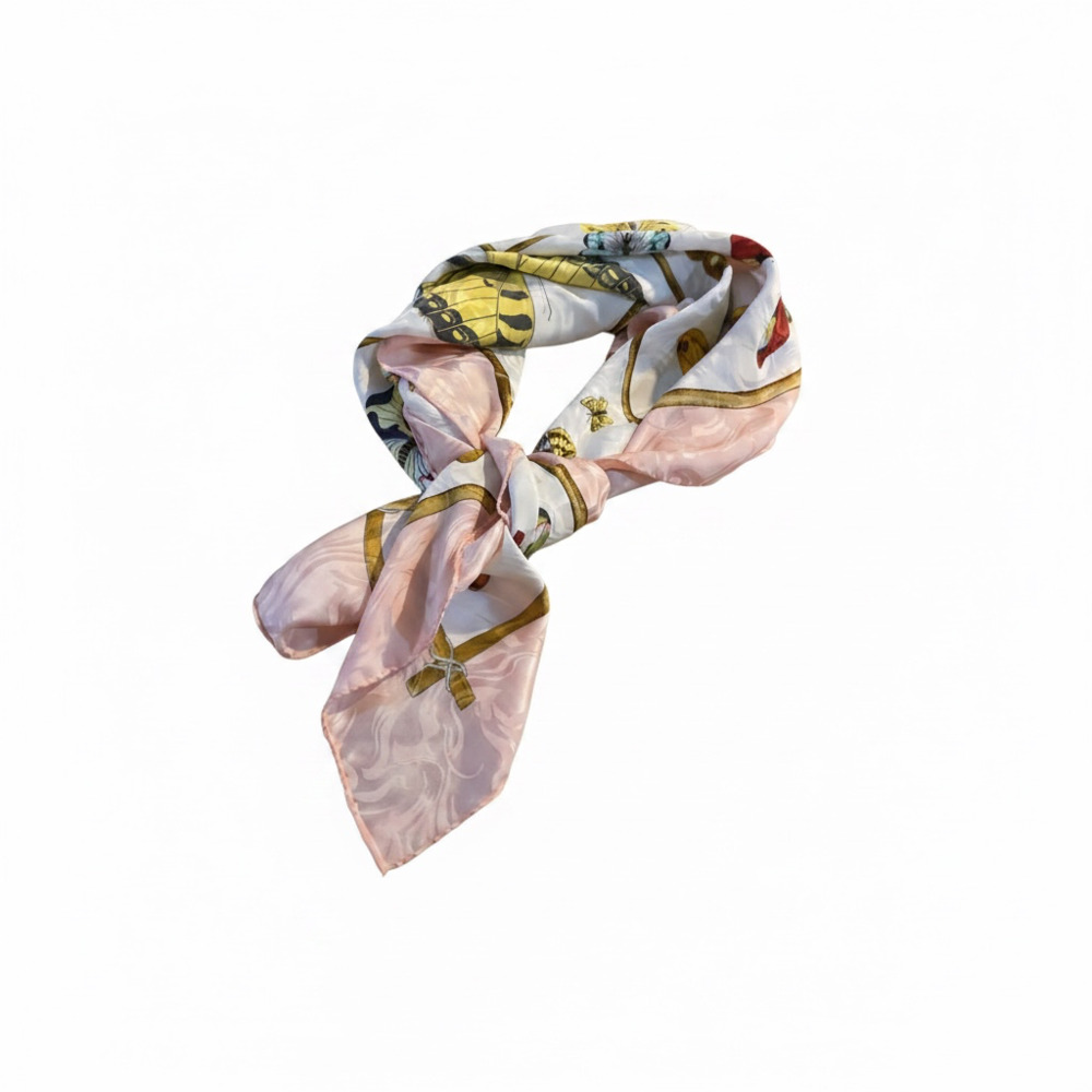 Vintage Butterfly Motif Silk Scarf